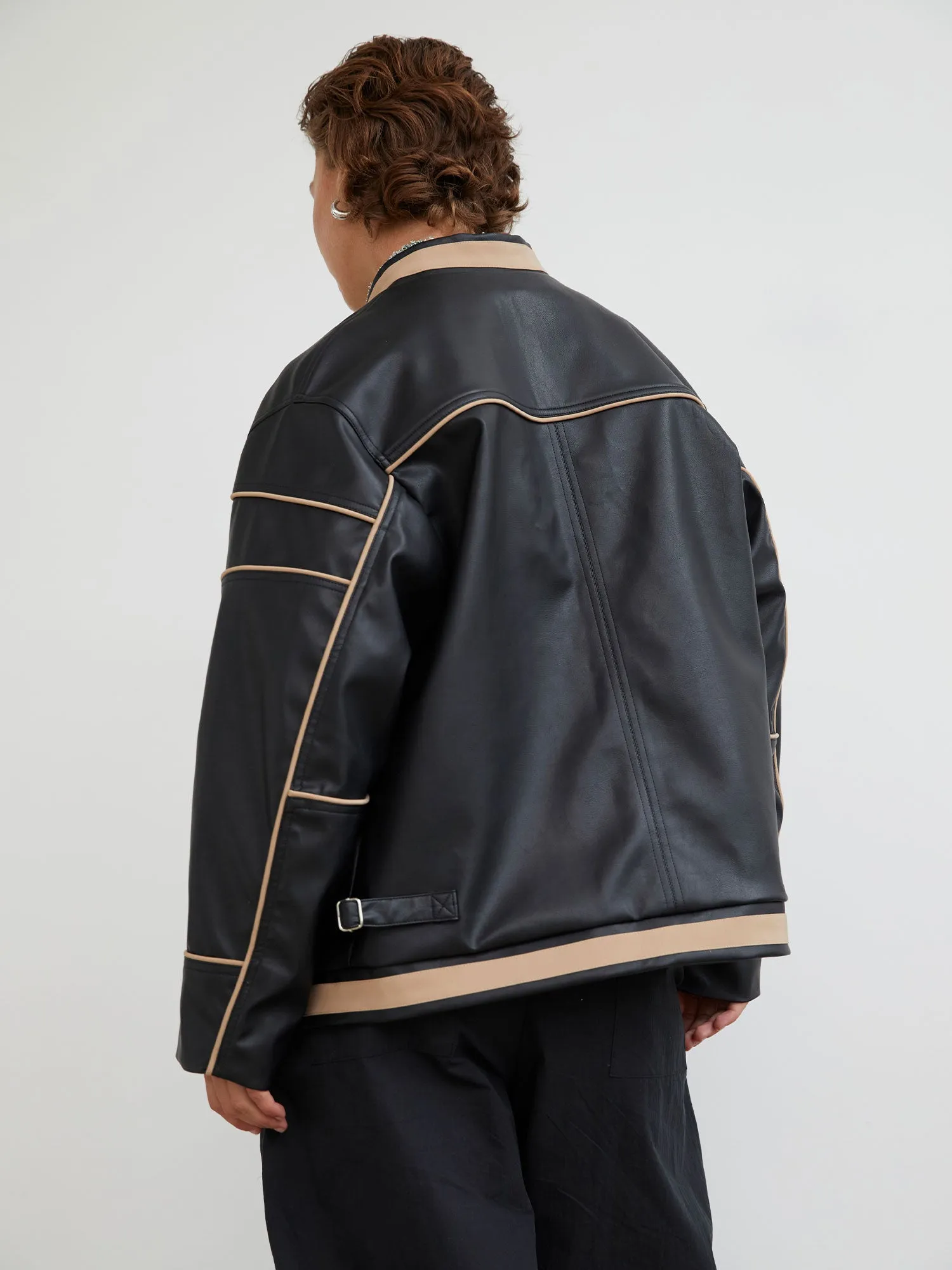 08 Motorbike Jacket | Black & Tan