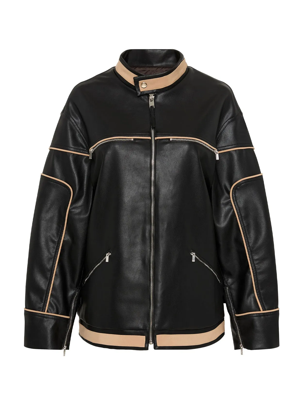 08 Motorbike Jacket | Black & Tan