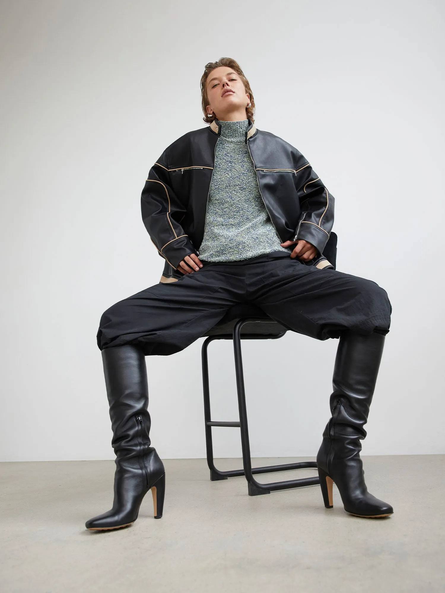 08 Motorbike Jacket | Black & Tan