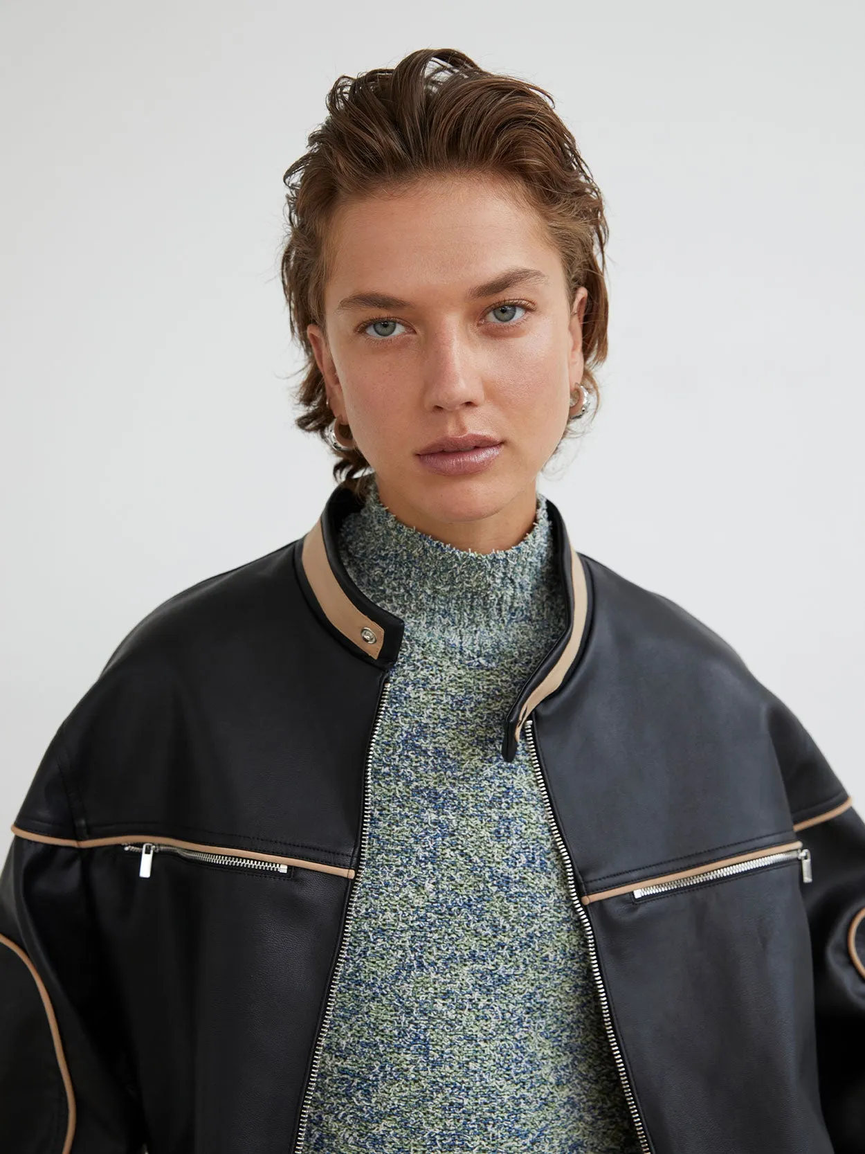 08 Motorbike Jacket | Black & Tan