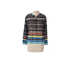 Ana Black Multi-color Striped Sheer Top | Pre loved |