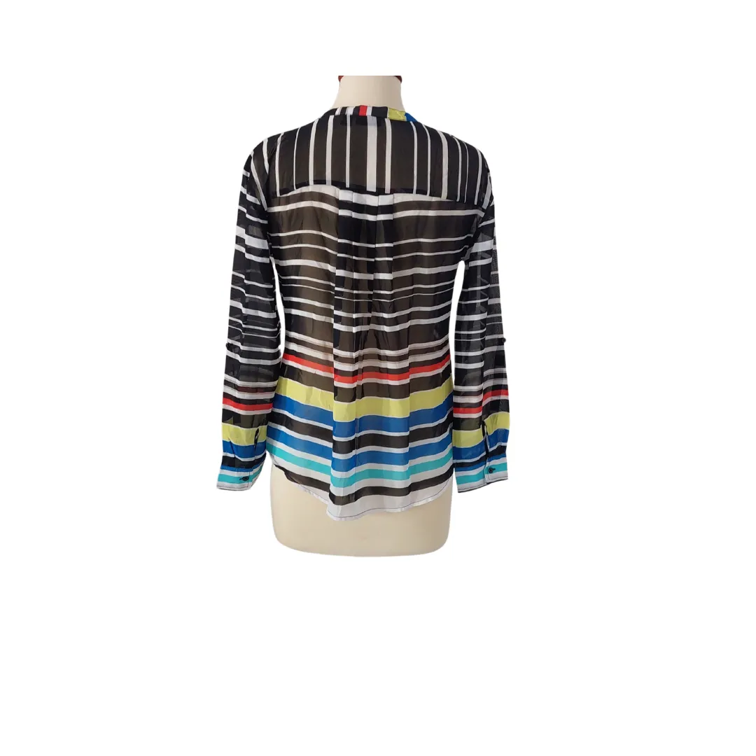 Ana Black Multi-color Striped Sheer Top | Pre loved |