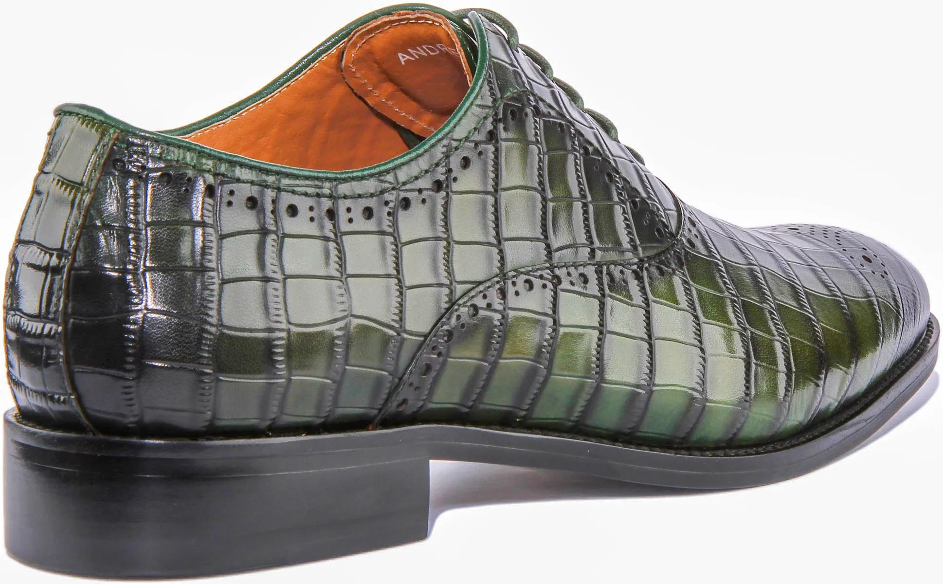 Andre Lace up Croc Print In Green