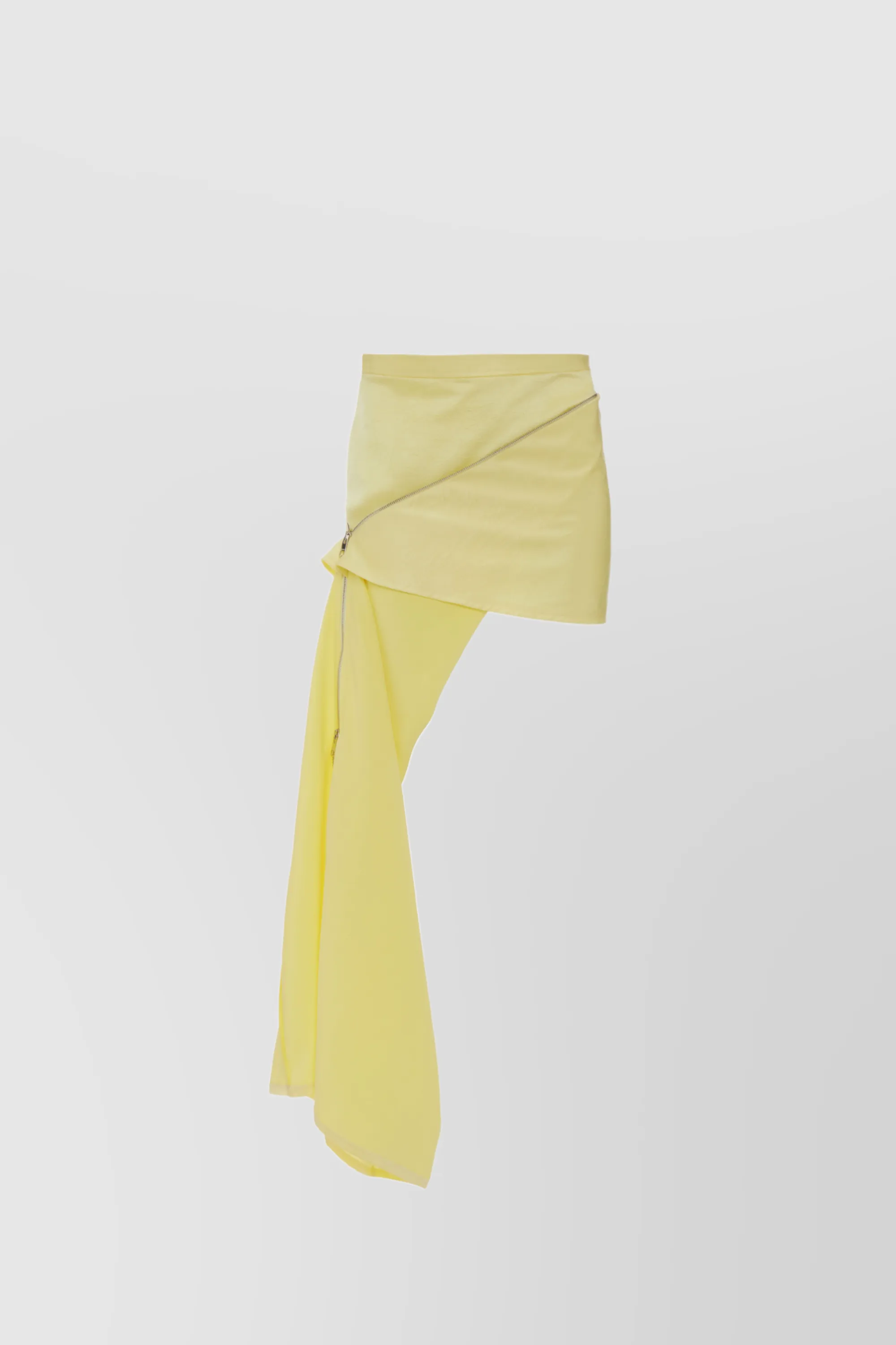 Asymmetric yellow mini skirt
