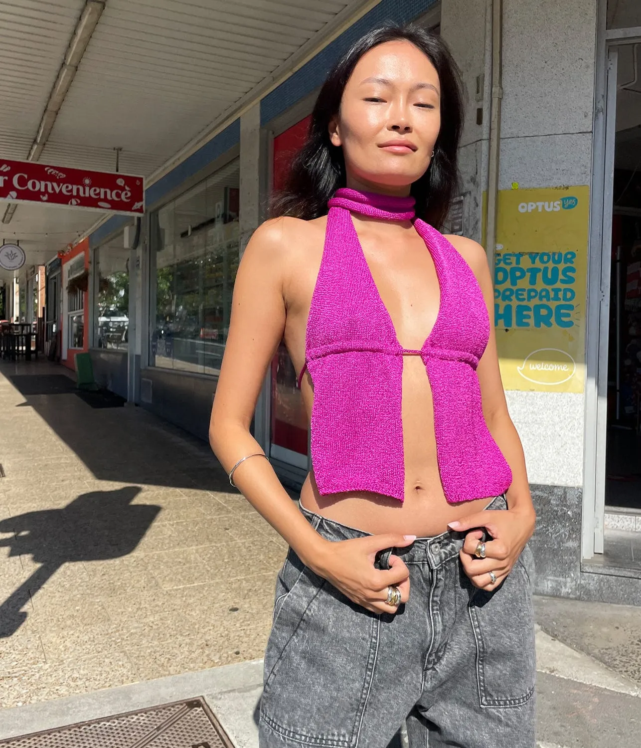 Fuchsia Shiny Top - Stylish Shine for a Standout Look