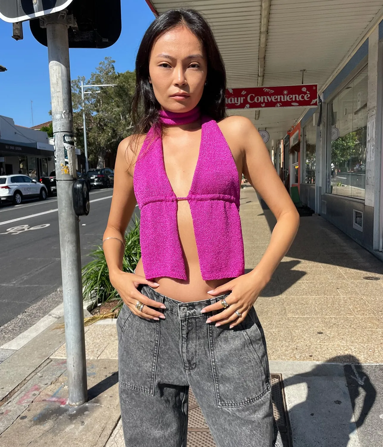 Fuchsia Shiny Top - Stylish Shine for a Standout Look