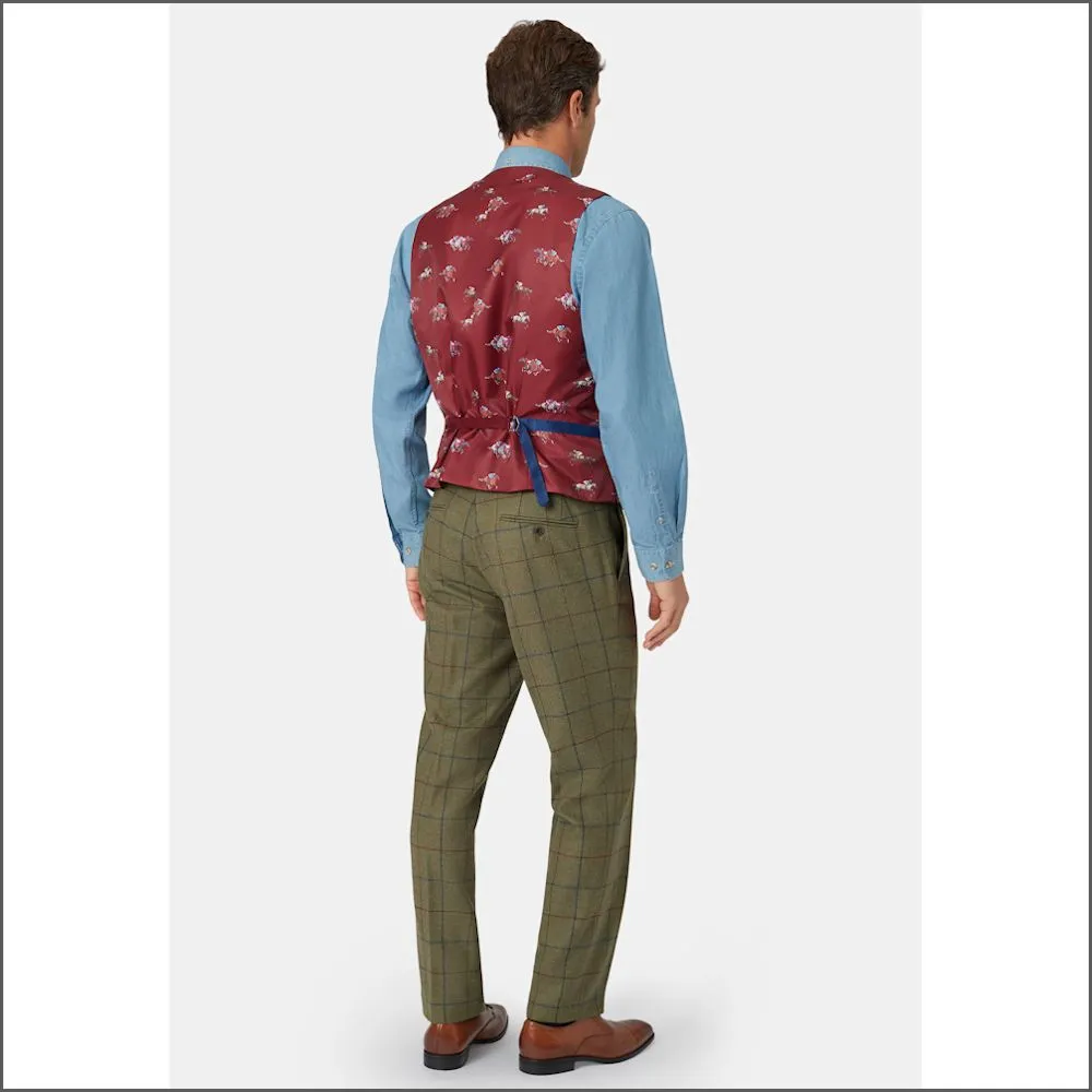 Brook Taverner Haincliffe Green with Blue Overcheck Tweed Suit Trouser<>