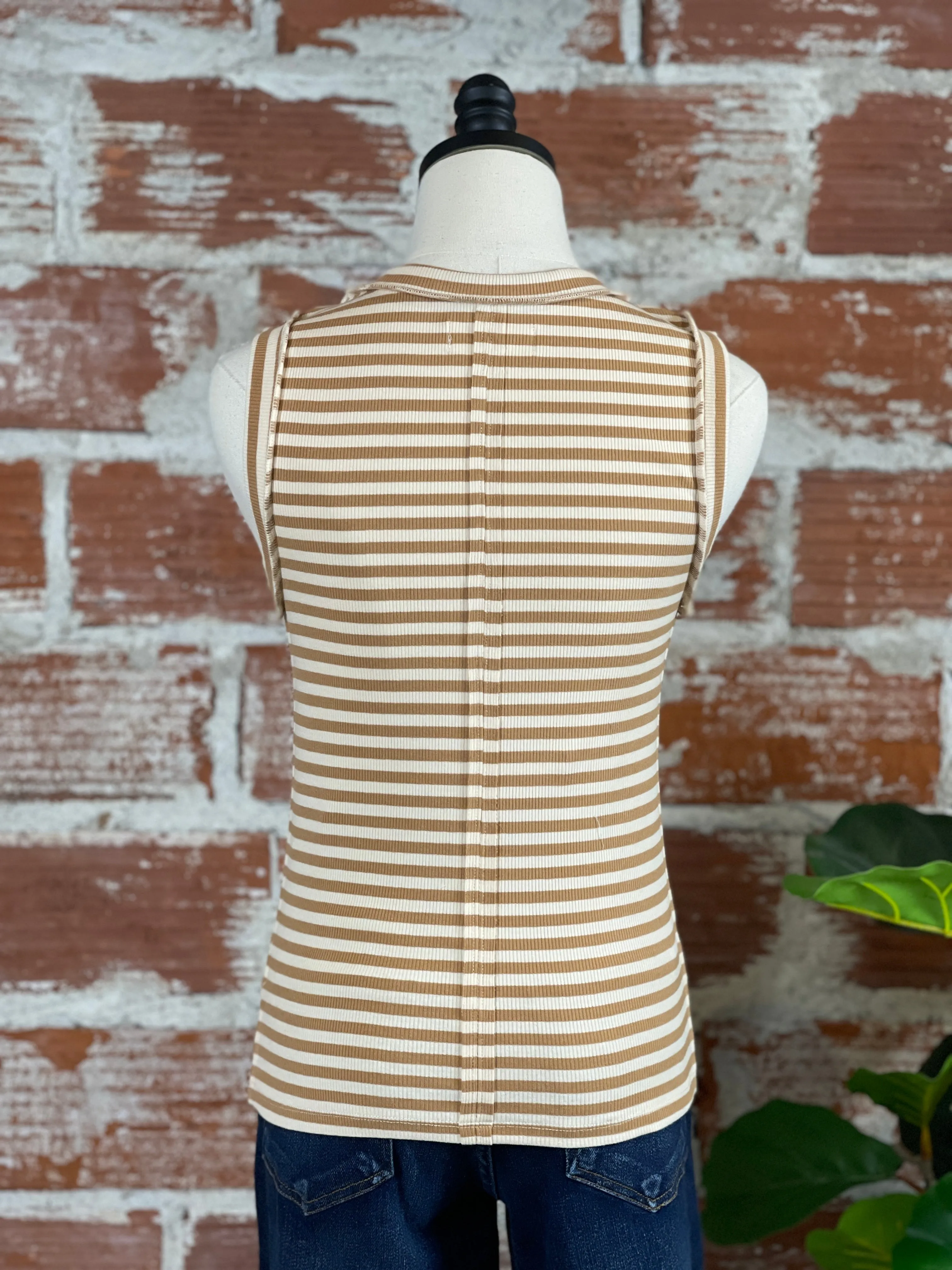 Camel Stripe Tank Top
