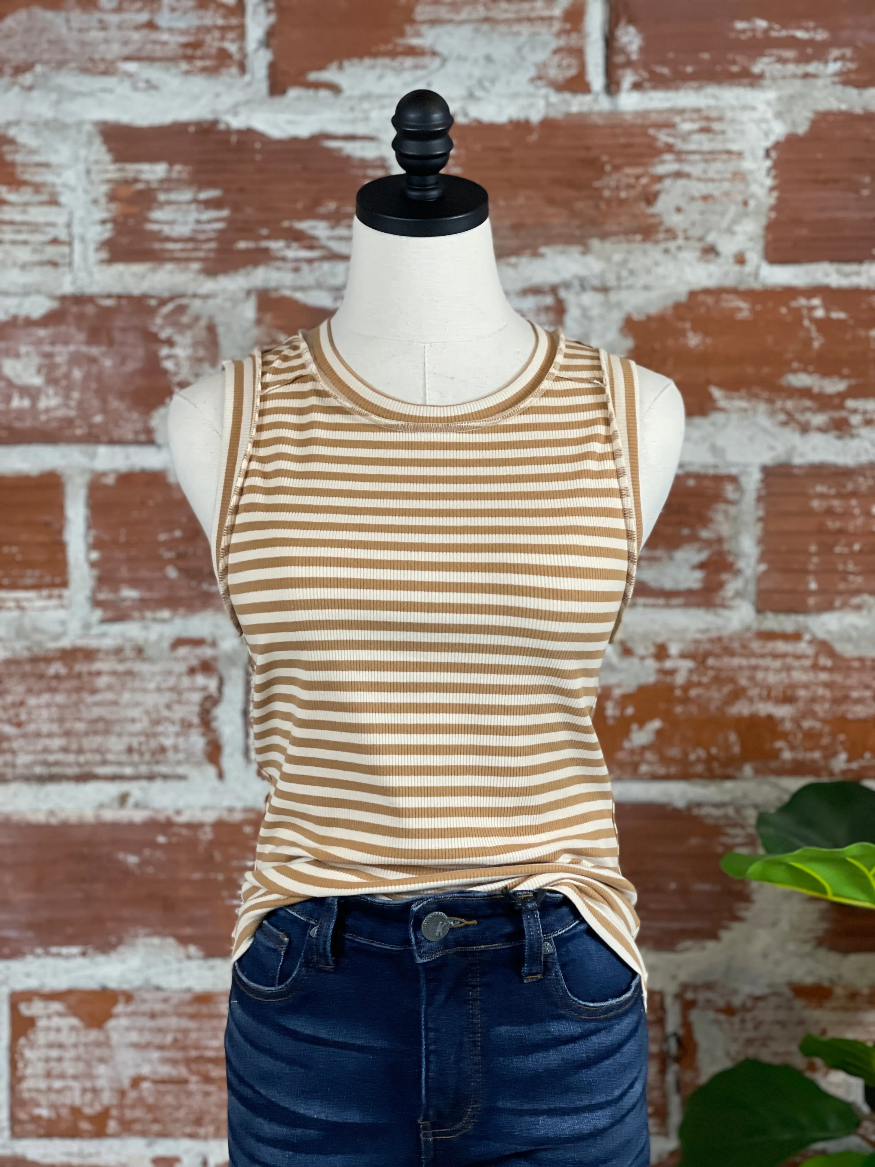 Camel Stripe Tank Top