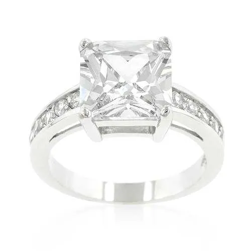 Classic Princess Cut Raised Pave Engagement Ring