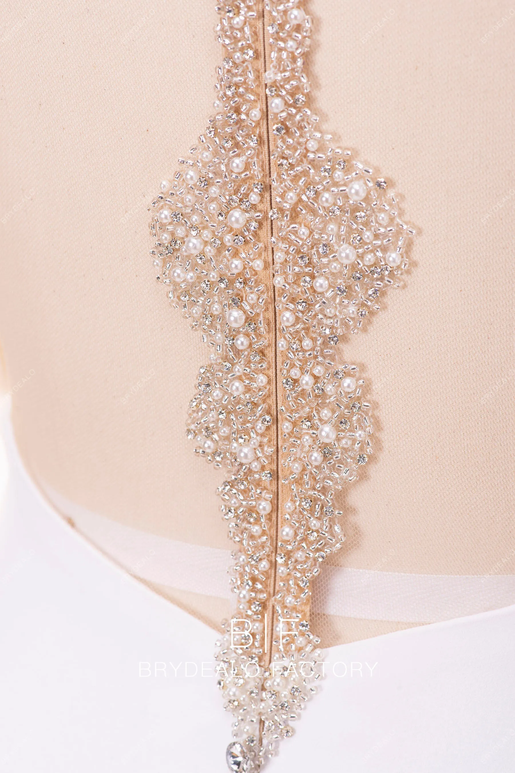 Crystals Crepe Long Sleeve Mermaid Bridal Dress